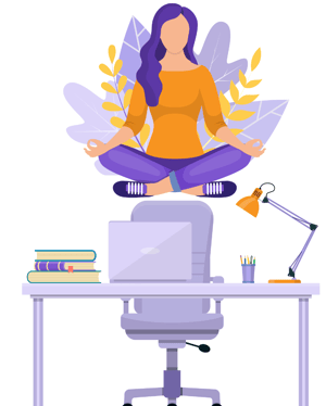 Woman doing yoga in an office Woman doing yoga in an office