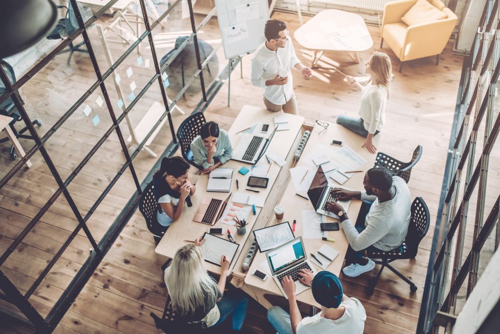 Team working together in an office